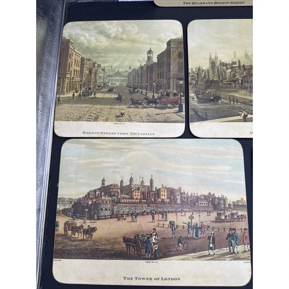 Vintage ‎ Set of 8 19th Century London Landmarks Placemats